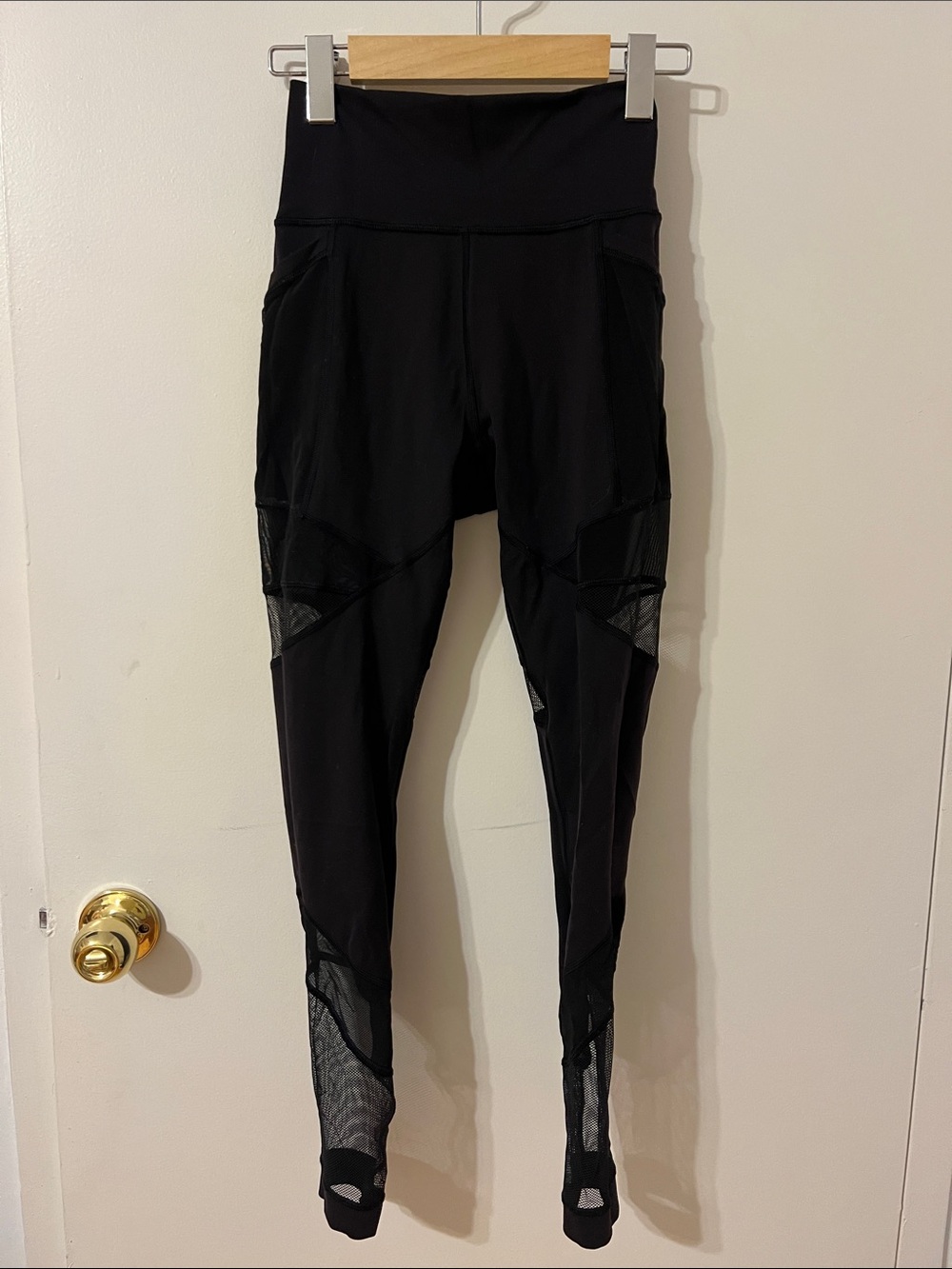 Lululemon Wunder Train Black Mesh Detail High-Waist Leggings